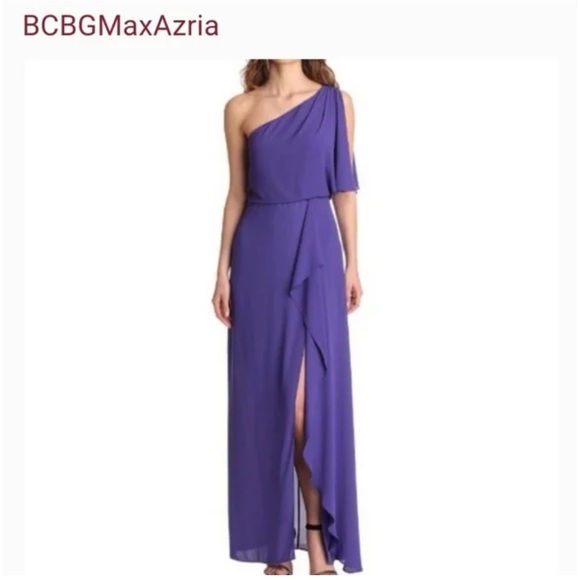 BCBGMaxAzria One-Shoulder Dress in Rich Purple
